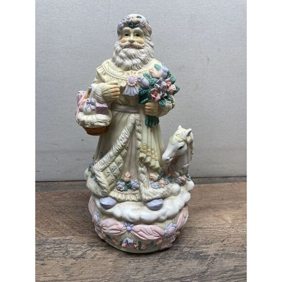 Victorian Porcelain Santa‎ w/ Horse 11" Musical Figurine MUSIC DOESN'T WORK! - Picture 1 of 7